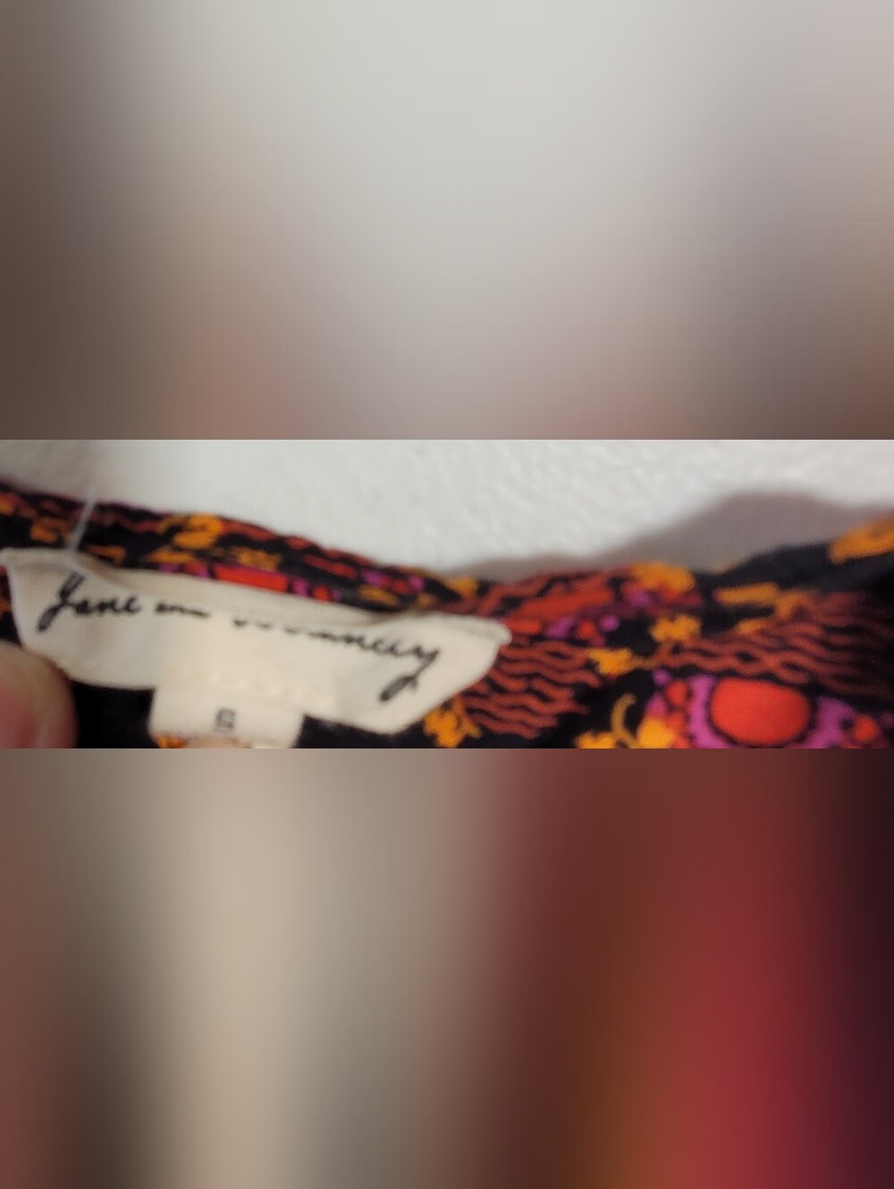 Jane and Delancey Black Top with Pink and Orange Floral Print - Picture 2 of 3